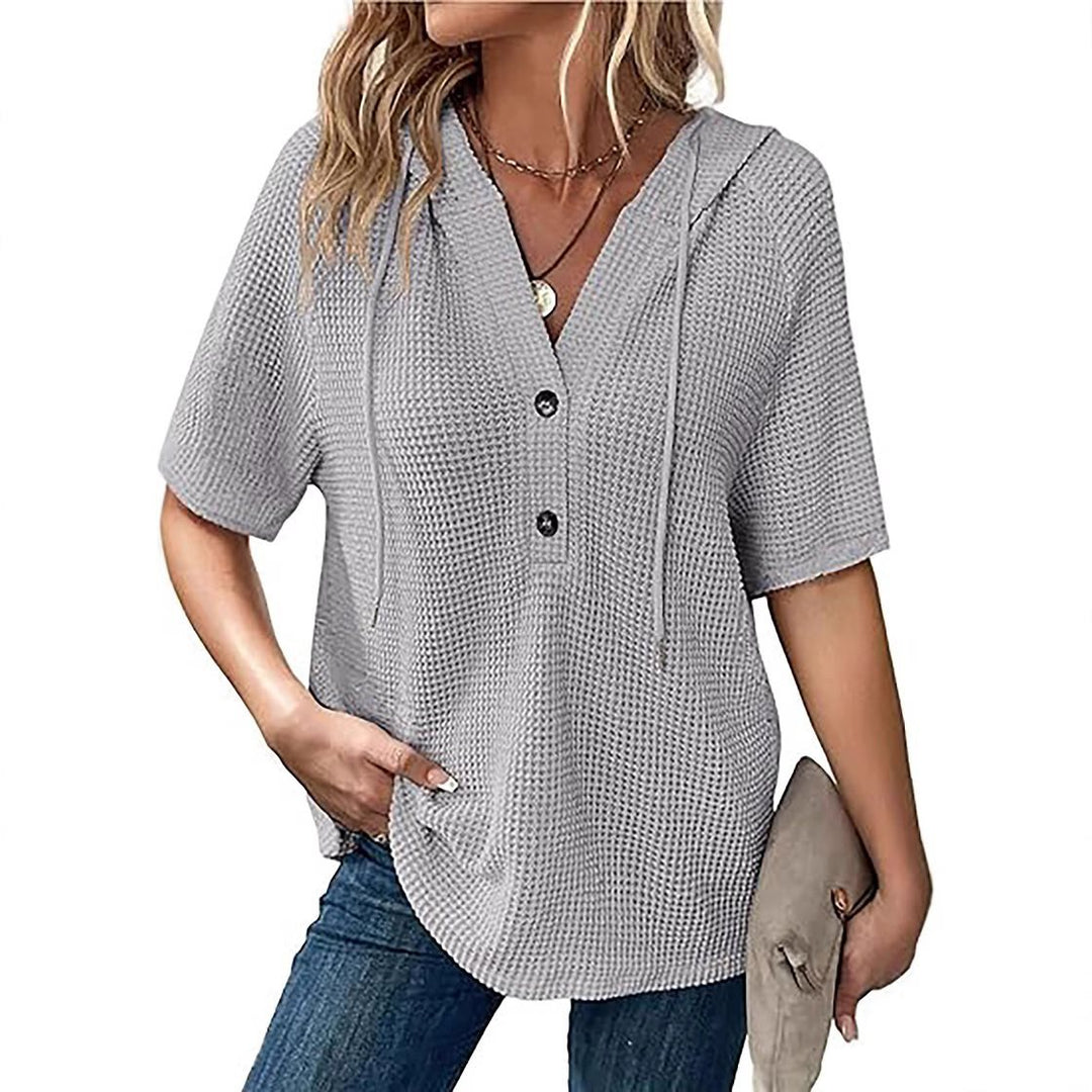 Casual oversized hoodie T-shirt for women with button detail Lune London