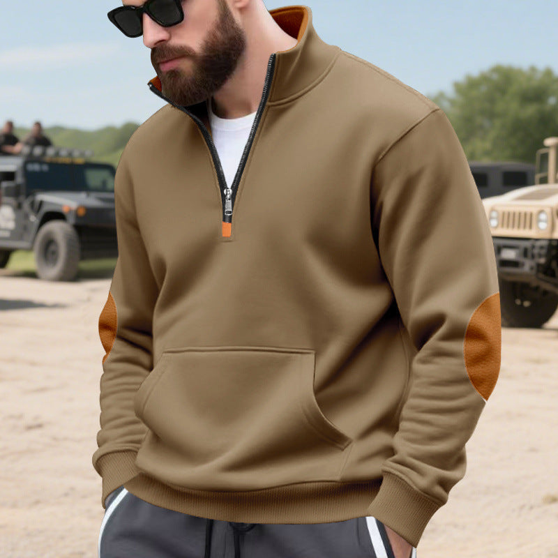 sporty pull for men with half-zip and practical kangaroo pocket Lune London