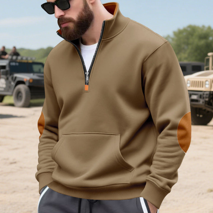sporty pull for men with half-zip and practical kangaroo pocket Lune London