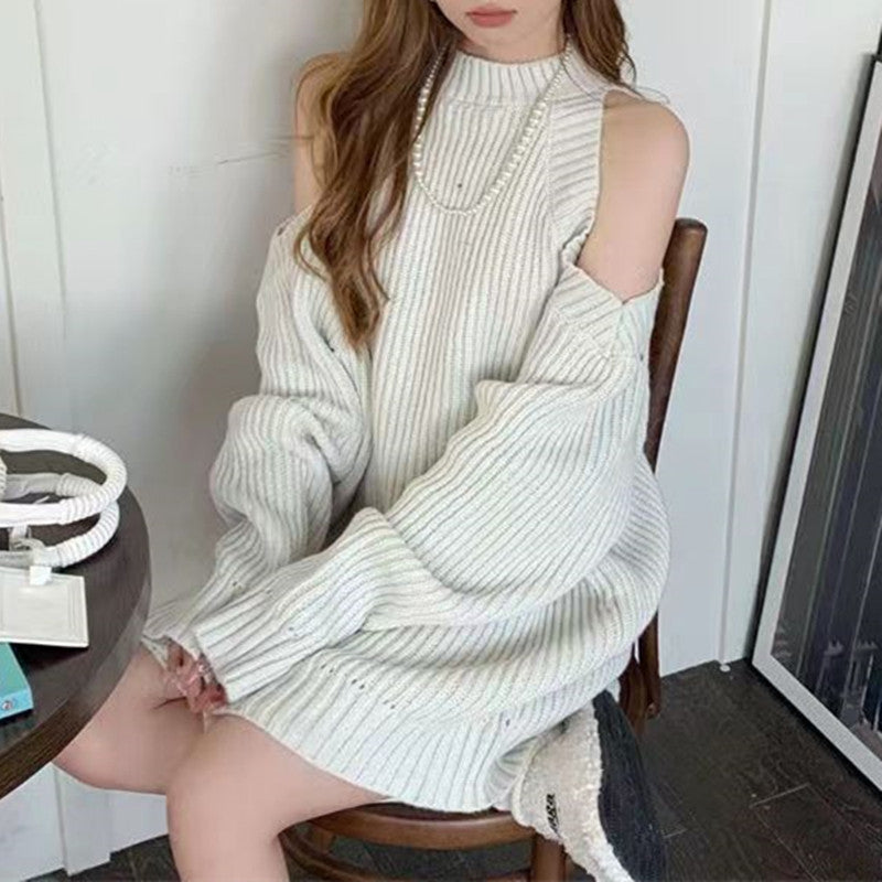 Robe tricotée pour femme avec look bardot et texture côtelée Chic & Stil