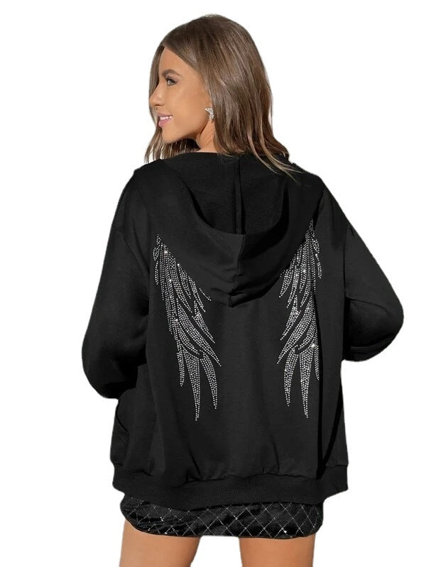 Ladies Hoodie with Sparkling Wing Design Chic & Stil