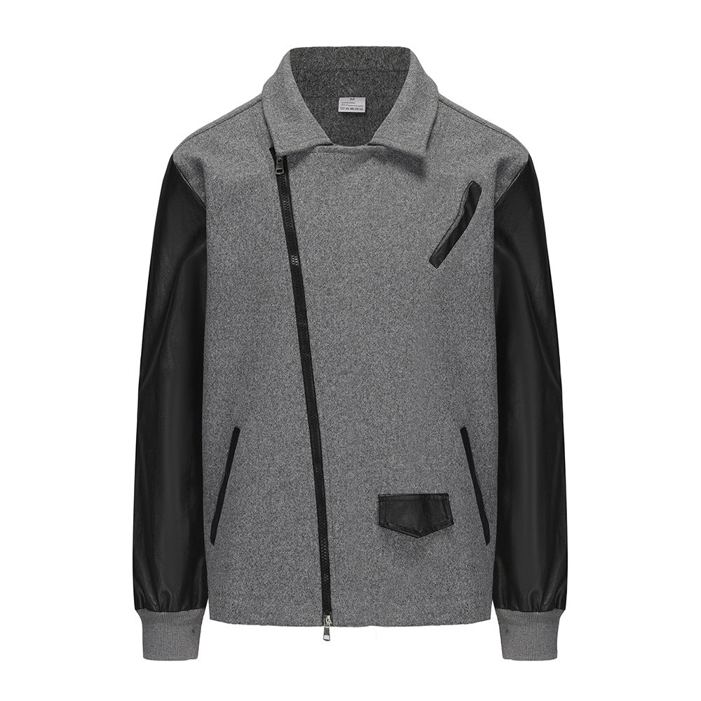 Fashionable combined fleece jacket for men with leather accents Lune London