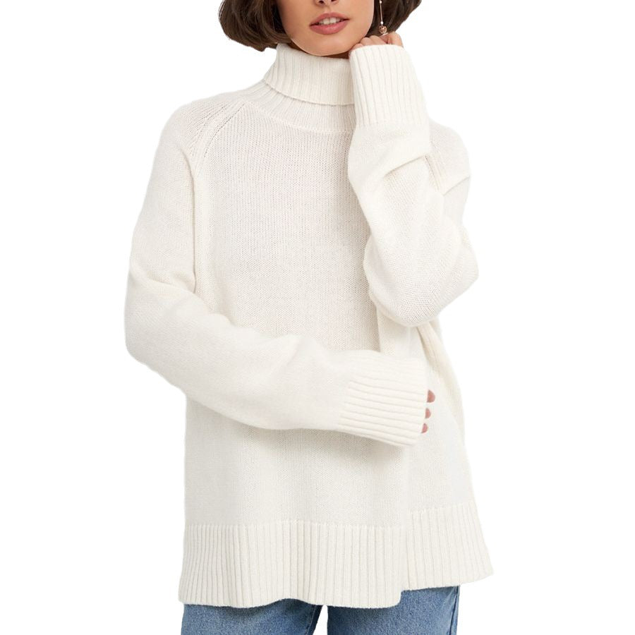 Pull en tricot pour dames avec col montant et coupe décontractée Chic & Stil