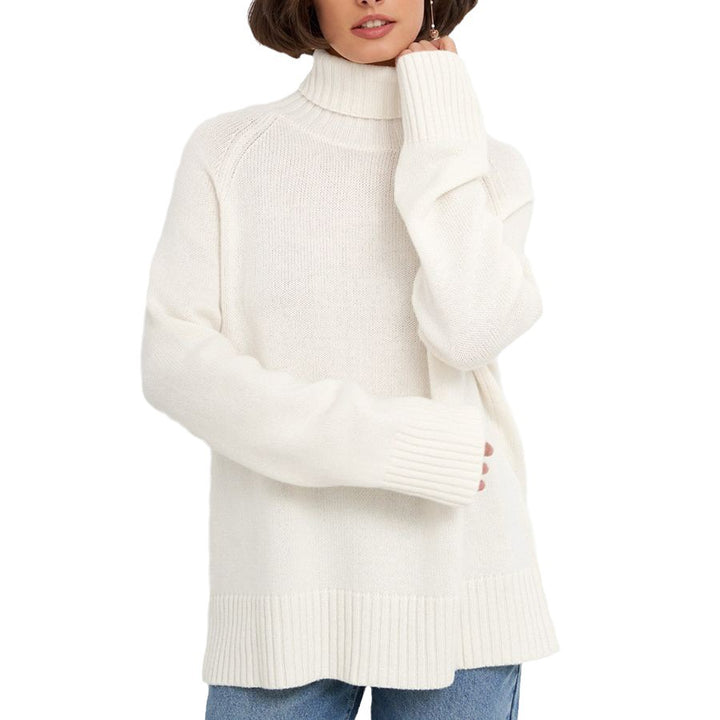 Pull en tricot pour dames avec col montant et coupe décontractée Chic & Stil