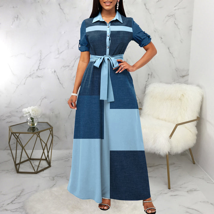 Elegant maxi dress with buttons for women with a fitted belt Lune London