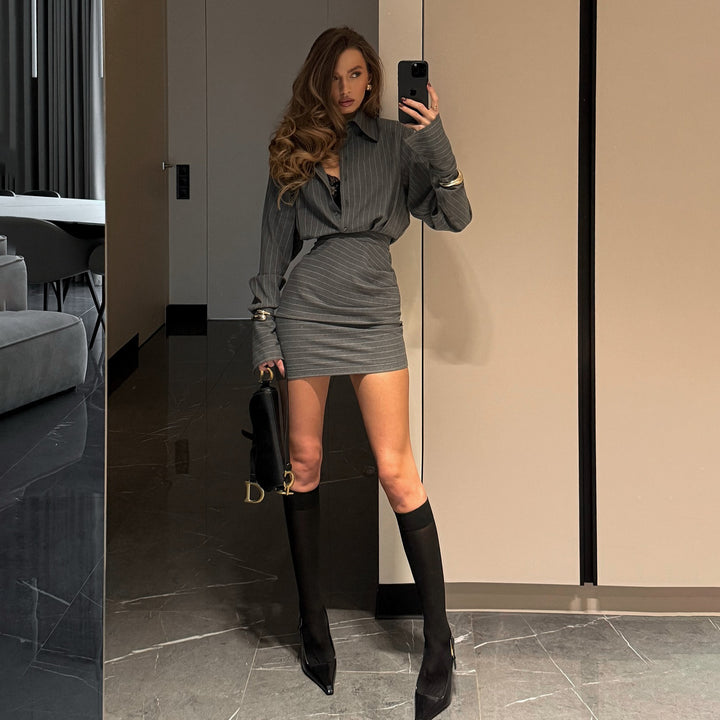 Shirt dress for women with asymmetric cut and gathered details Lune London