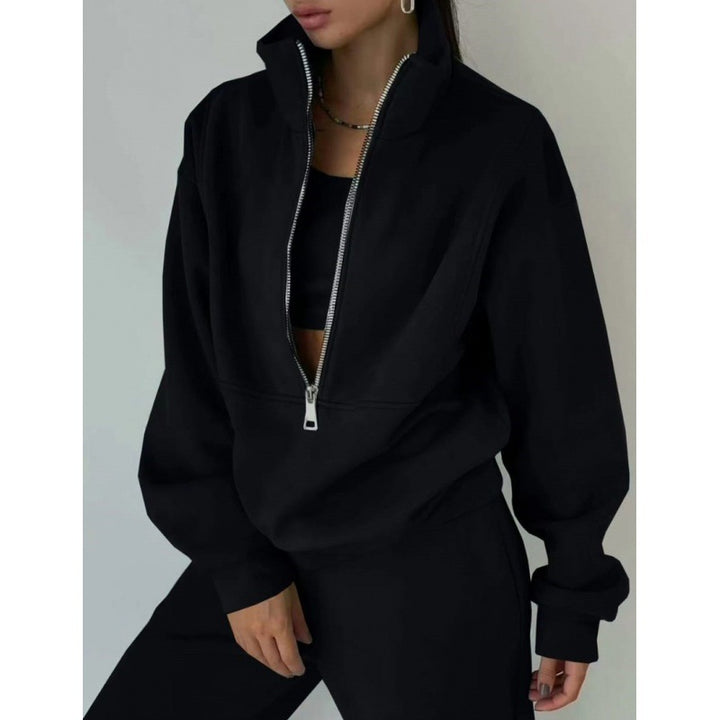 Casual zippered pullover for women with high collar Lune London