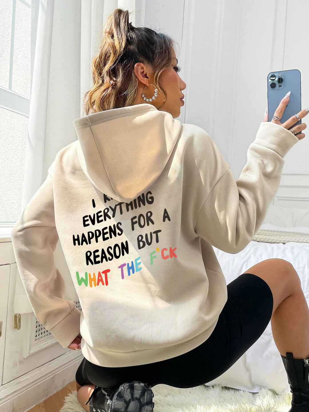 Women's hoodie with inspiring lettering and loose fit Lune London