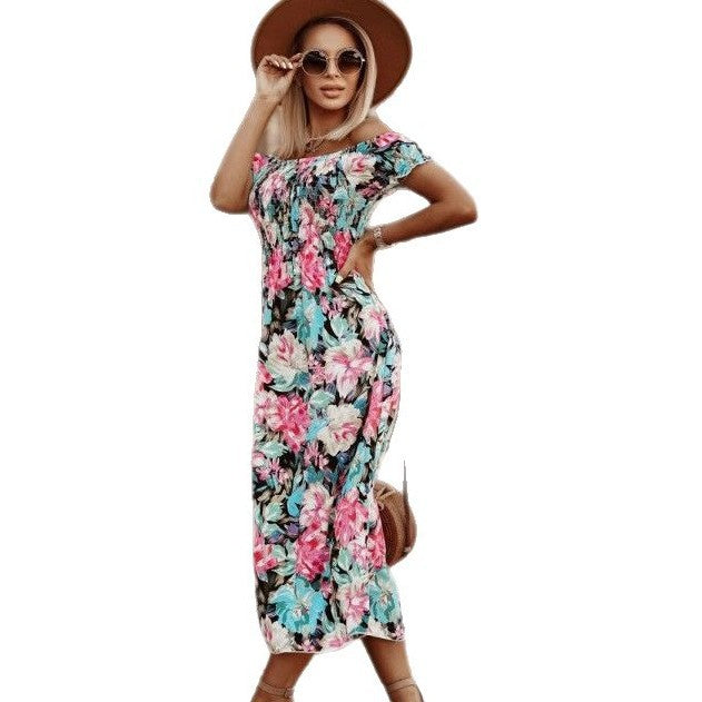 Chic and stylish floral maxi dress with off-the-shoulder for women