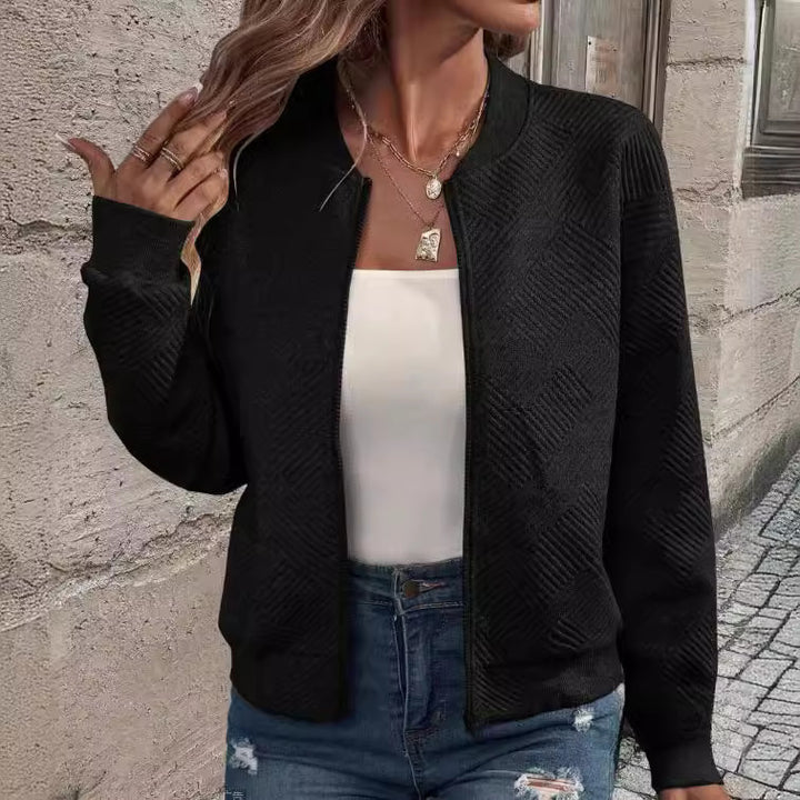 Ladies casual zip jacket with textured design Lune London