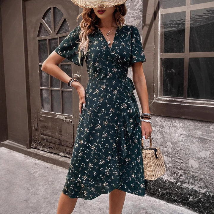 Lune London Elegant Floral Wrap Dress for Ladies