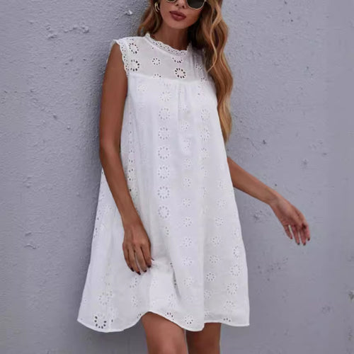 Women Embroidered Lace Tunic Dress Lune London