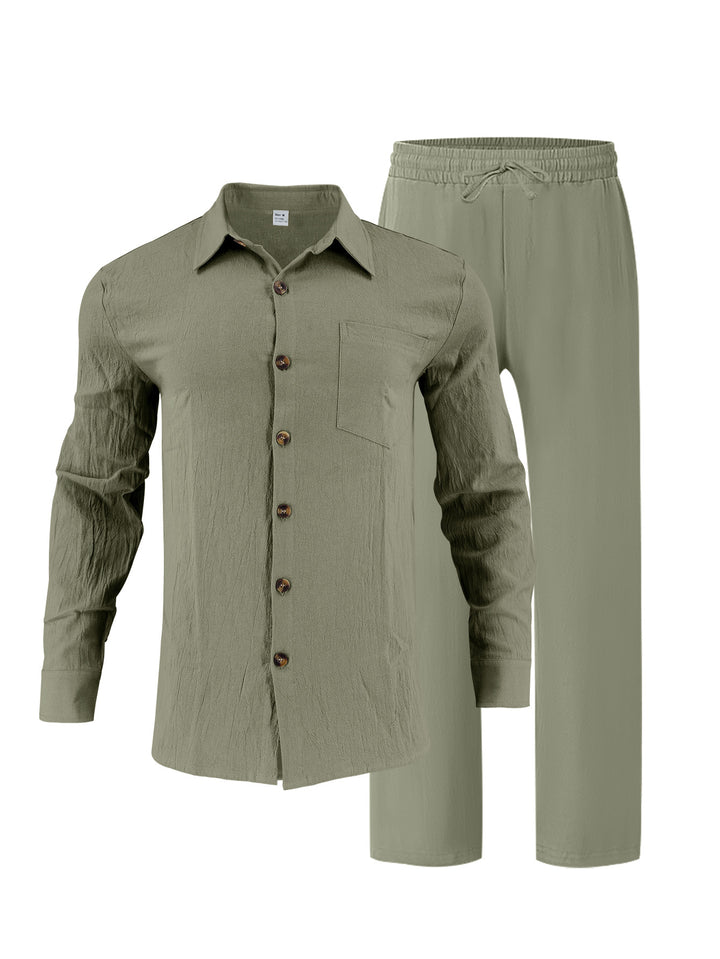 Men's elegant shirt and casual trousers set chic and style
