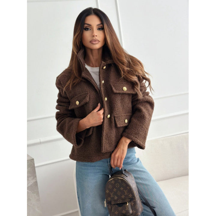 Women's fleece jacket with elegant button details and practical pockets Lune London
