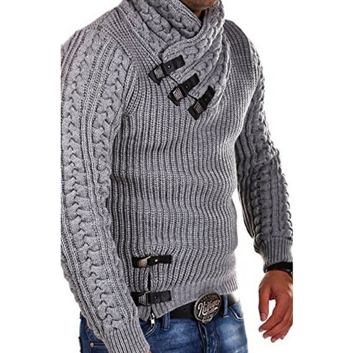Trendy knit sweater for men with high collar and stylish closures Lune London