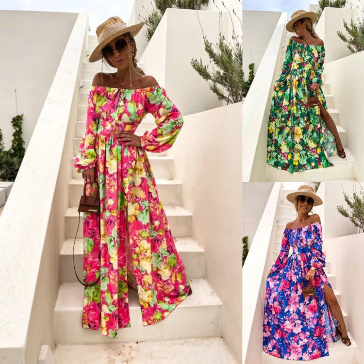 Chic and stylish floral maxi dress with off-the-shoulder for women