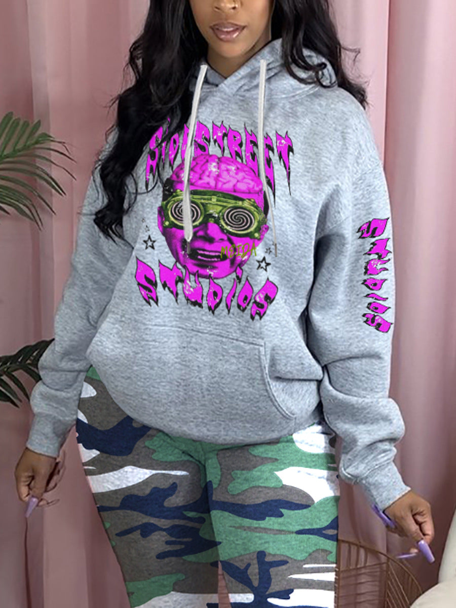 Sporty hoodie for women with a chic and stylish artistic graphic design