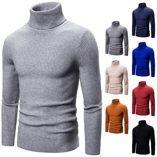 Men's knitted turtleneck sweater with ribbed structure Lune London