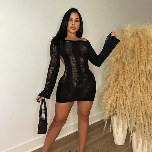 Fitted mini dress for women with long sleeves and structured design Lune London