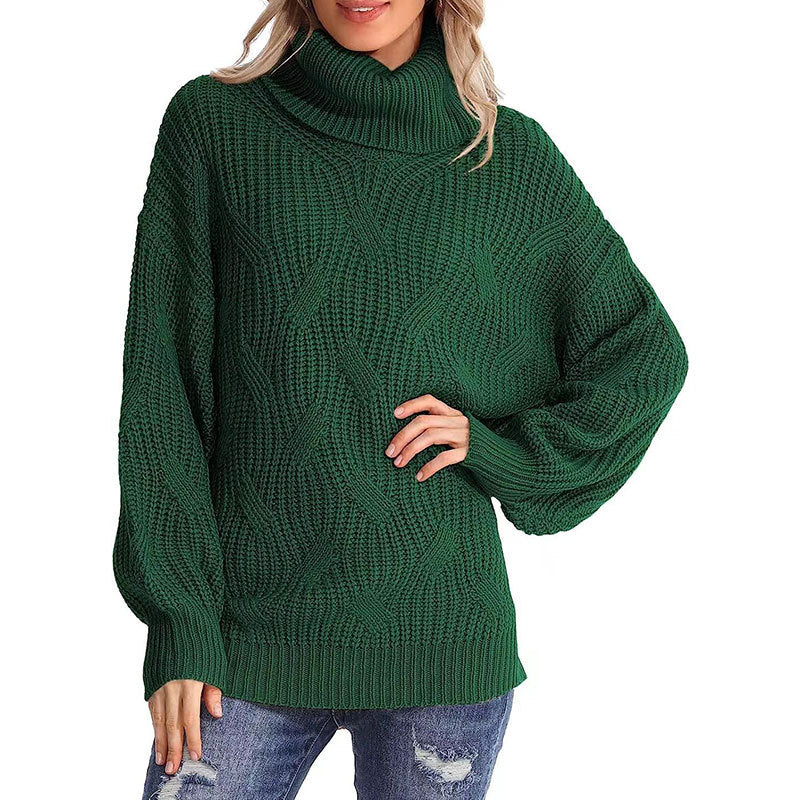 Pull en tricot pour femme avec col haut et look de point texturé Chic & Stil