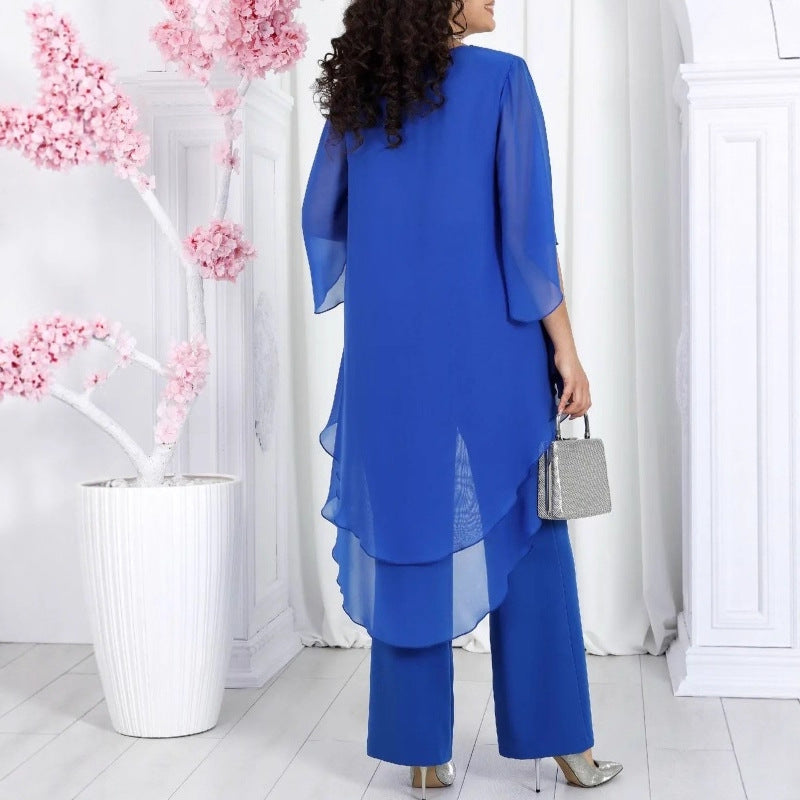 Tunique élégante pour femmes avec superposition transparente et pantalons élégants Chic & Stil