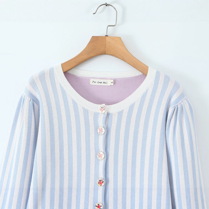 Knit jacket for women with floral design and detailed button placket Lune London