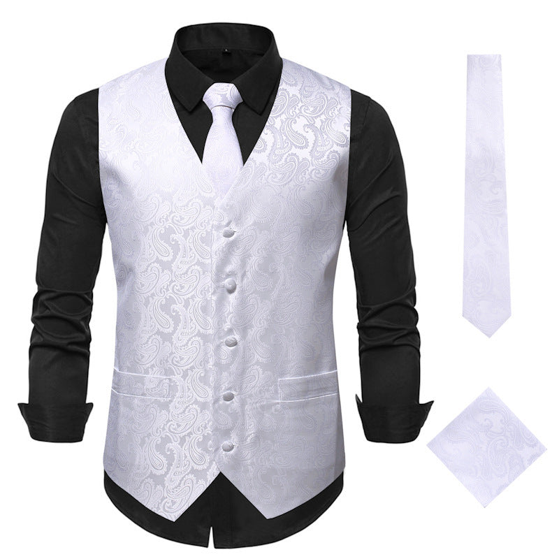 Elegant waistcoat for men with a stylish paisley pattern and matching accessories Lune London