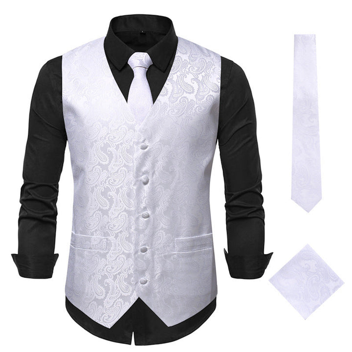 Men's Elegant Suit Vest with Stylish Paisley Pattern and Matching Accessories Lune London