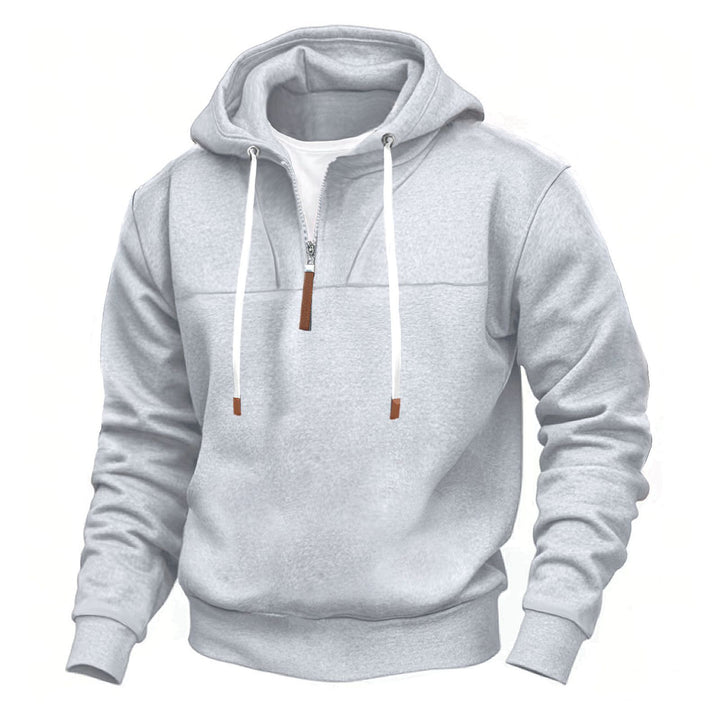 Sporty hoodie for men with half-zip and robust contrasting details Lune London