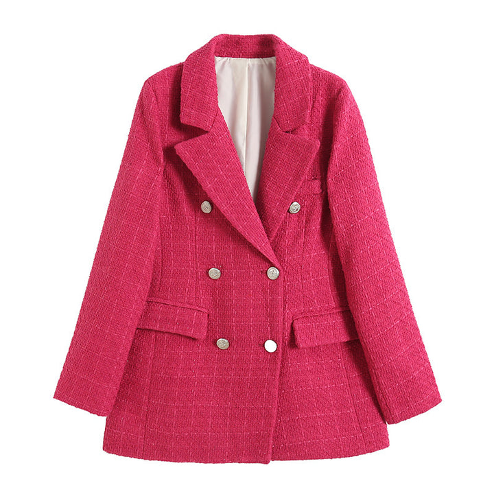 Women’s lined blazer jacket with plaid pattern and practical pockets Lune London
