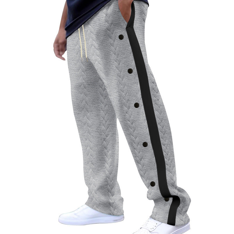 Sporty jogger pants for men with snap button and side stripes Lune London