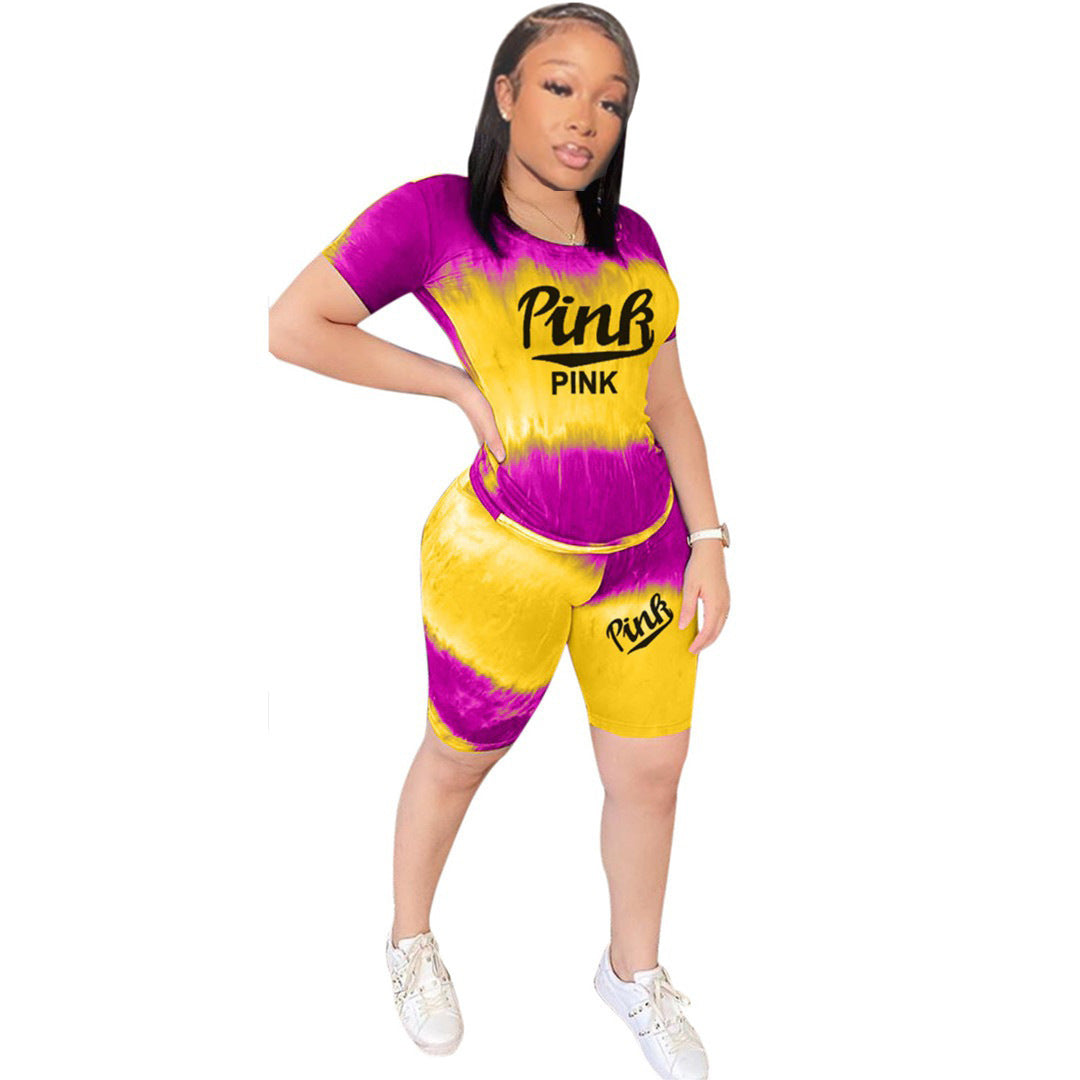 Tenue sportive pour femmes à manches courtes avec motif tie-dye tendance Chic & Stil