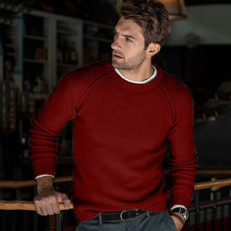 Crew neck pullover for men in fine knit Lune London