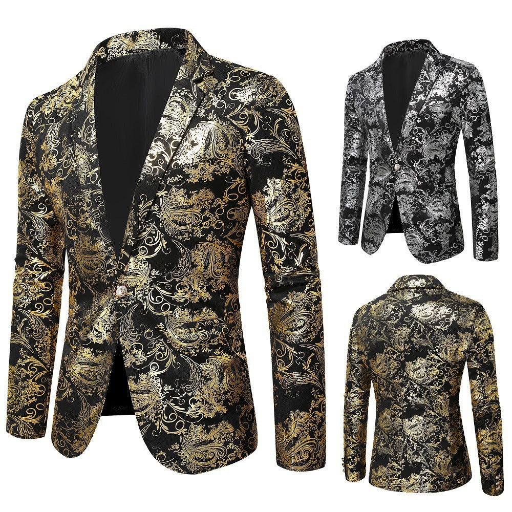 Men's Elegant Gold Pattern Blazer Lune London