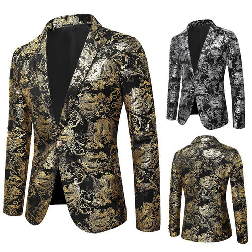 Men's Elegant Gold Pattern Blazer Lune London