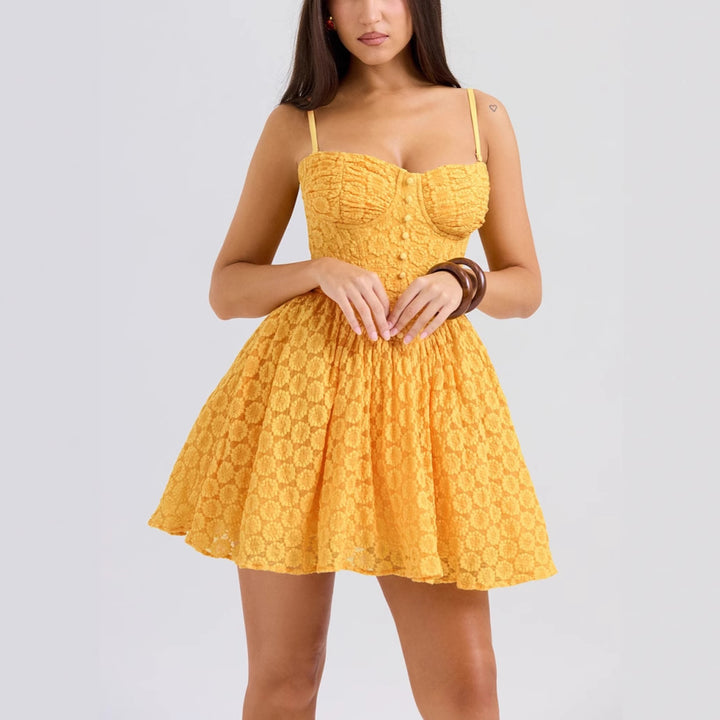 Charming Mini Dress for Women with Structured Top and Chic & Stylish Flowing Skirt