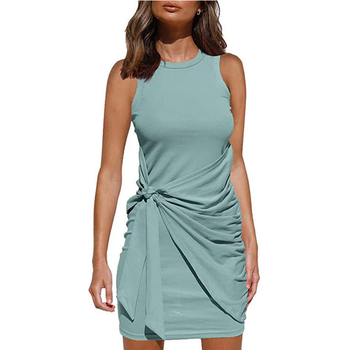 Chic and Stylish Draped Twisted Sleeveless Mini Dress