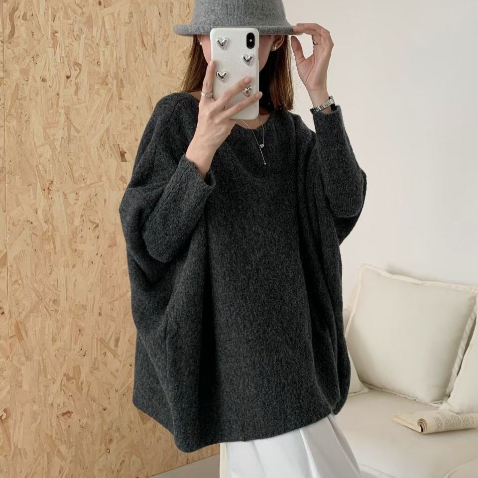 Sweater oversize en tricot pour femmes avec une coupe décontractée et des manches dramatiques Chic & Stil