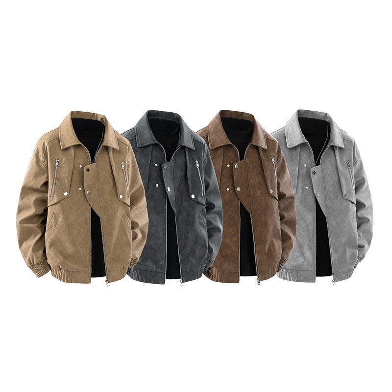 Men's oversized faux leather jacket with practical pockets Lune London