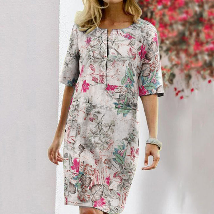 Chic Women's Tropical Print Shift Dress