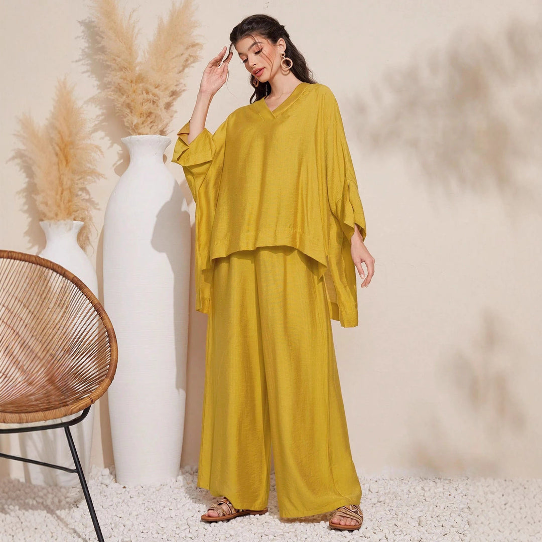 Ensemble décontracté pour femmes en deux pièces avec un haut volumineux et un pantalon large Chic & Stil