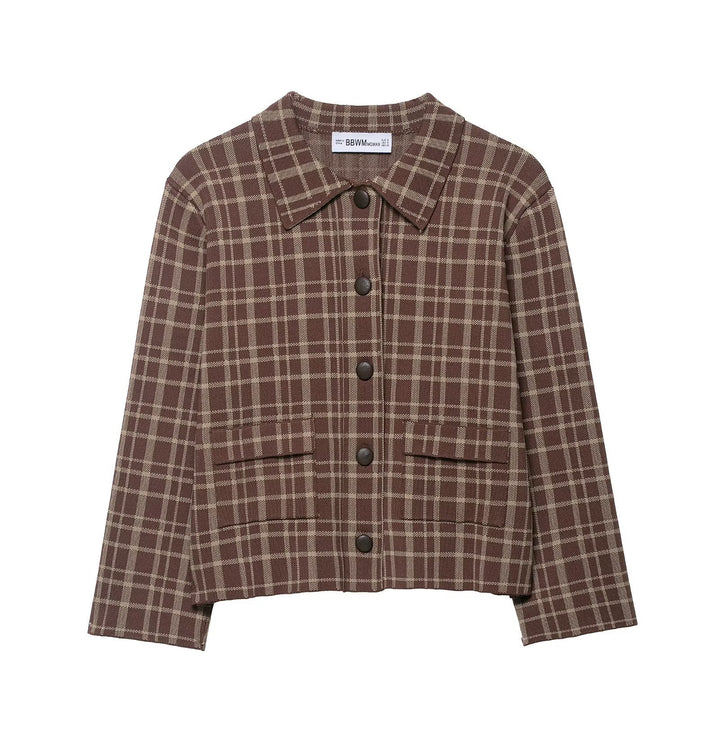 Plaid jacket for women with practical pockets and trendy collar Lune London