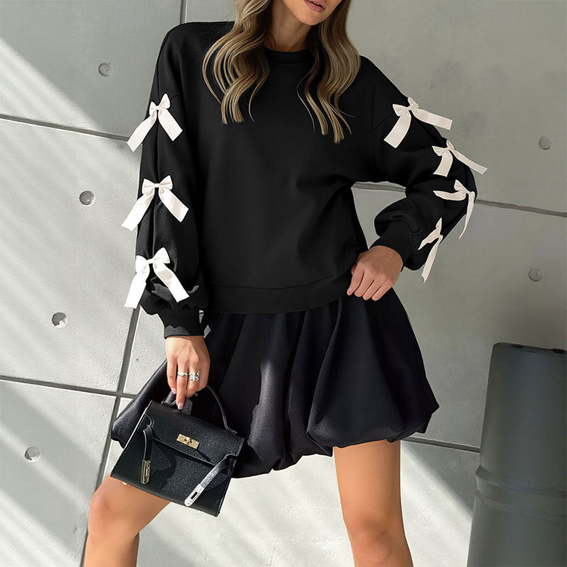 Pull surdimensionné pour femme avec détails de nœud ludiques Chic & Stil