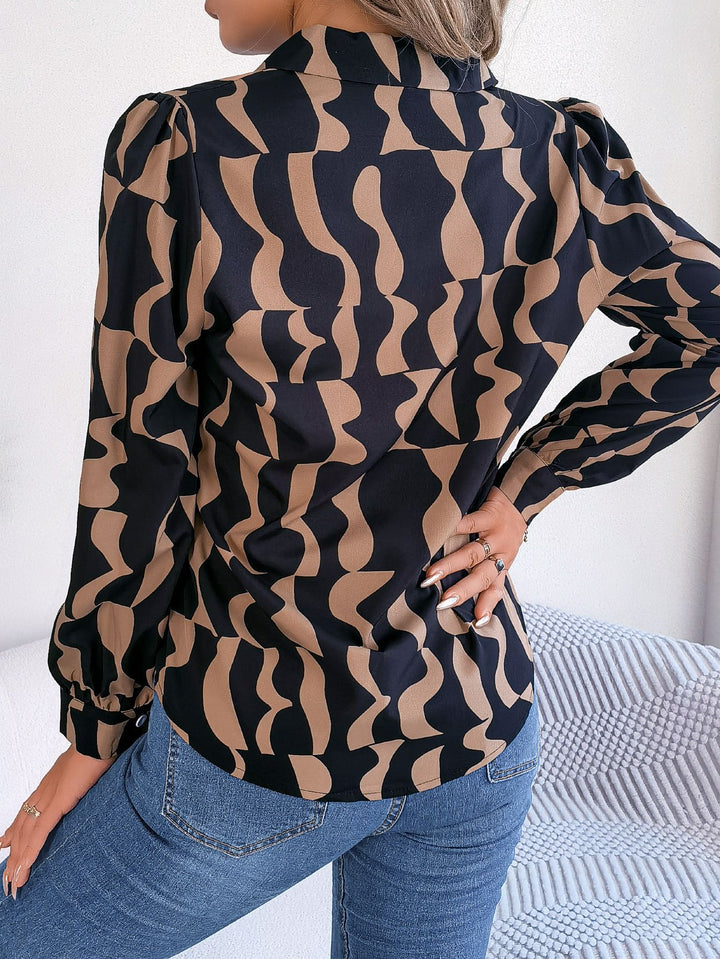 Chic shirt dress for women with a modern graphic design and Moon London button details