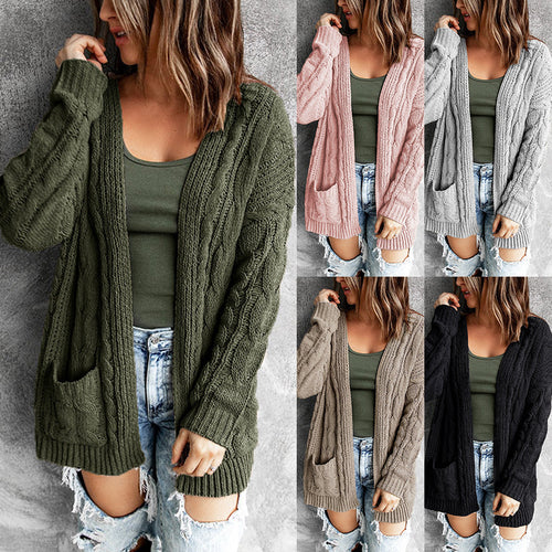 Oversized casual style women's knitted jacket with open front Lune London