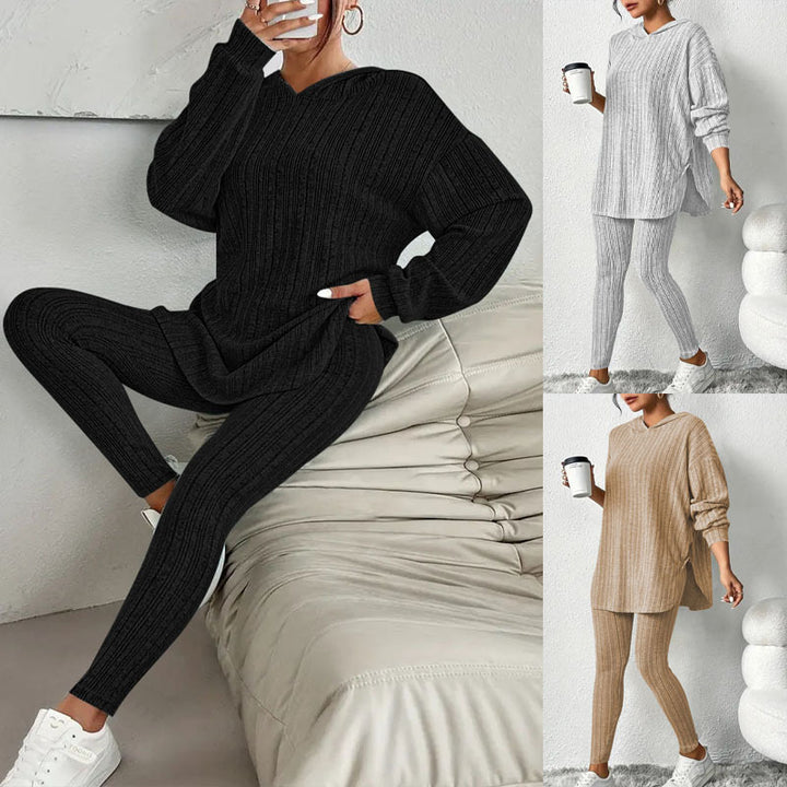 Women's legging set with textured long sleeve top and comfortable fit Lune London