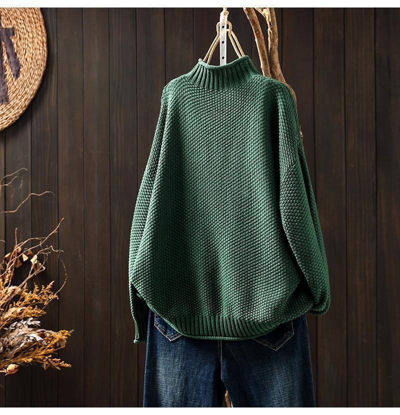 Oversized knitted sweater for women with high neck Lune London
