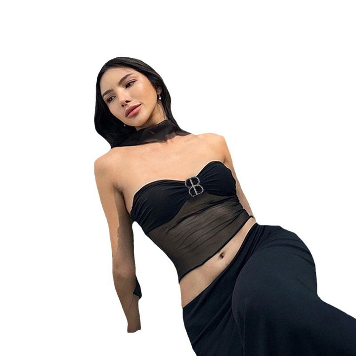 Women Elegant Strapless Cut-Out Chic Top