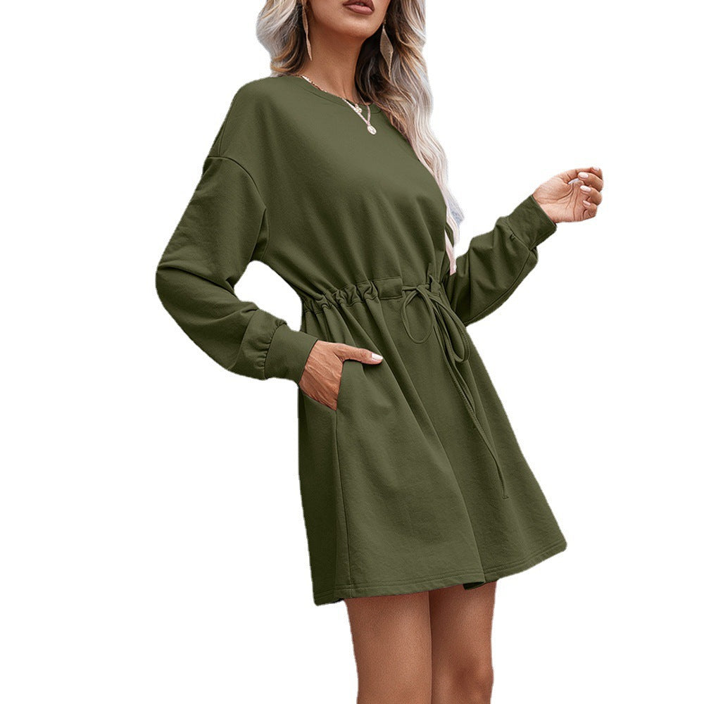 Casual sweatshirt dress for women with practical lace-ups at the waist and side pockets Lune London