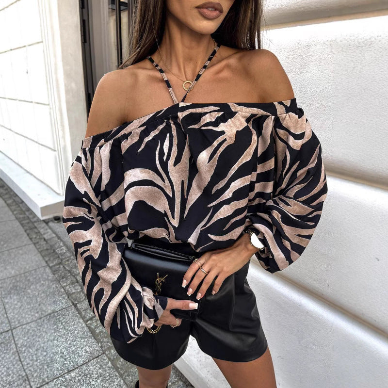 Women Off-Shoulder Blouse Leopard Print Lune London